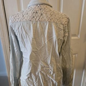 Women's Lace Back Denim Button Down